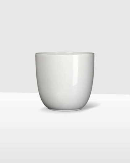 12 cm white glossy curved ceramic pot