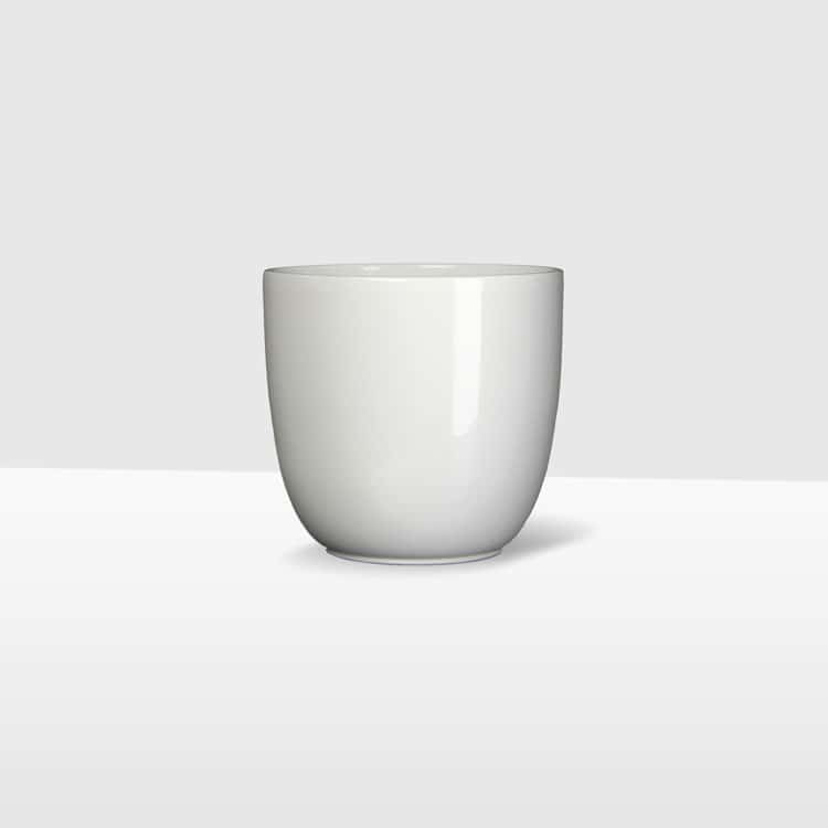 12 cm white glossy curved ceramic pot