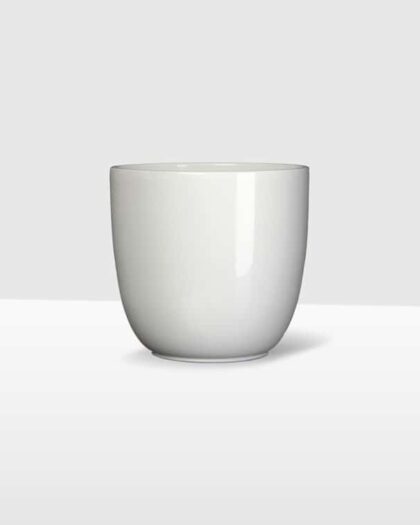 13 cm white glossy curved ceramic pot