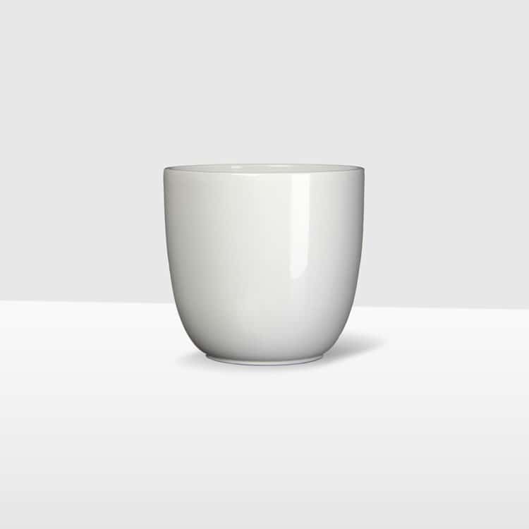 13 cm white glossy curved ceramic pot