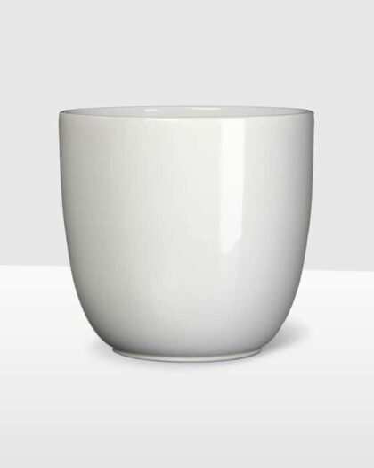21 cm white glossy curved ceramic pot
