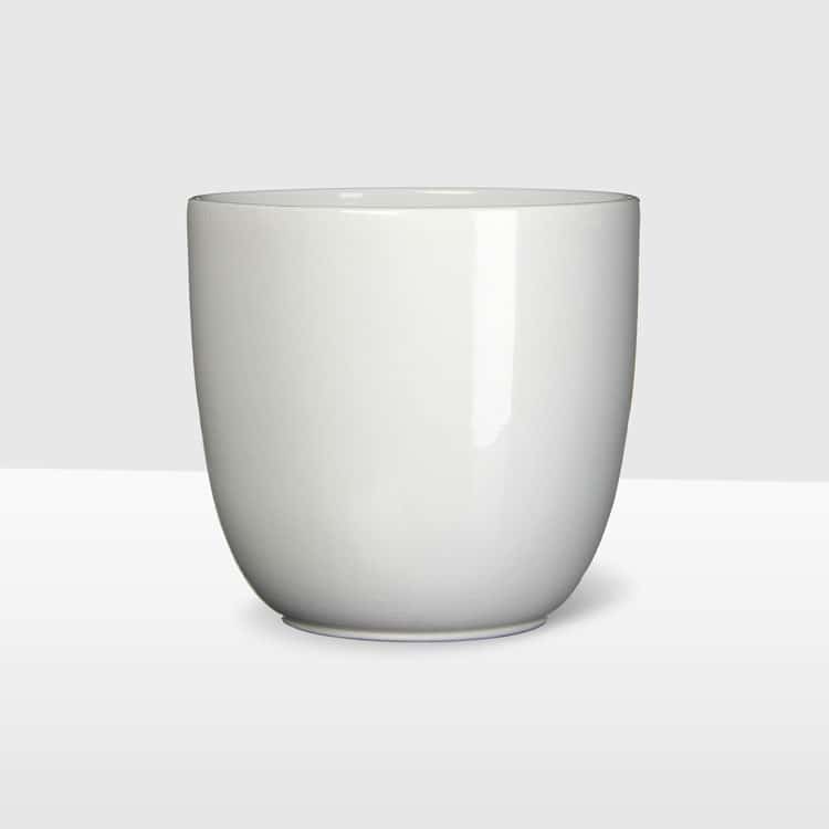 21 cm white glossy curved ceramic pot