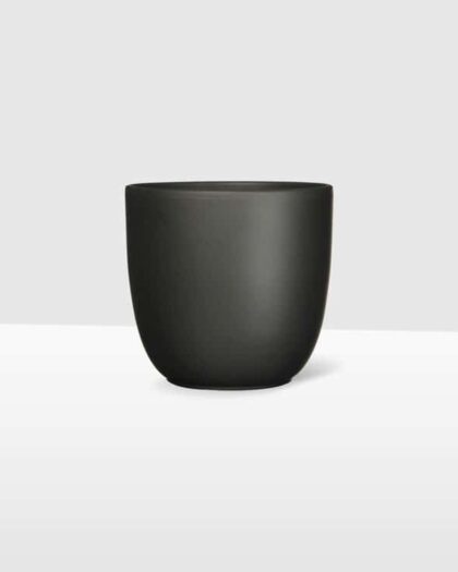 12cm black matte curved ceramic plant pot