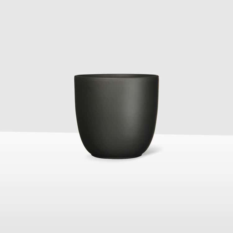 12cm black matte curved ceramic plant pot