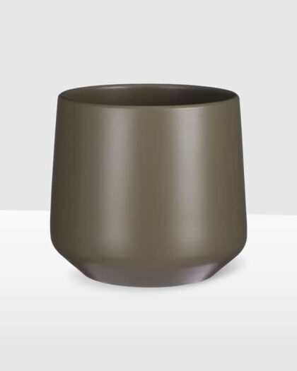 21cm tapered ceramic pot matte green