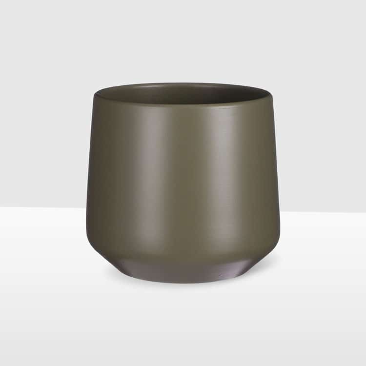 21cm tapered ceramic pot matte green
