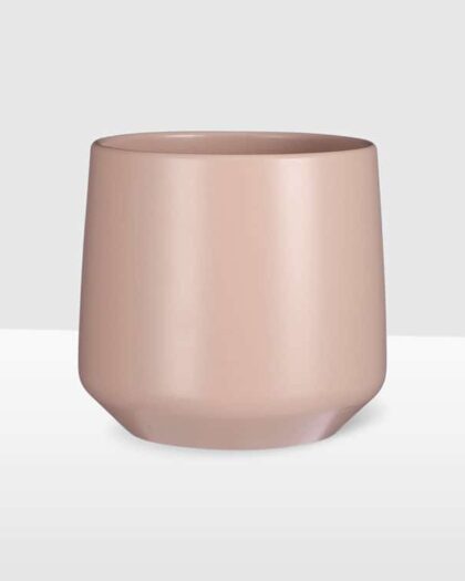 21cm tapered ceramic pot matte pink