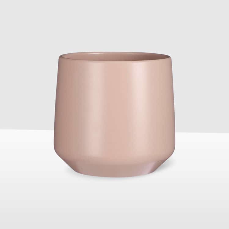 21cm tapered ceramic pot matte pink