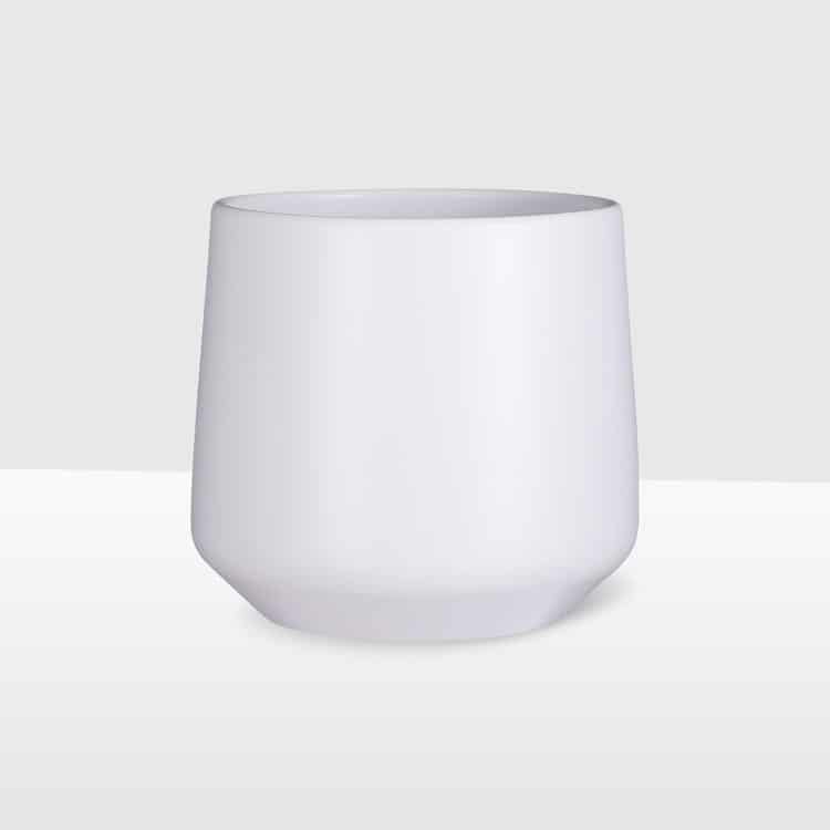 21cm tapered ceramic pot matte white