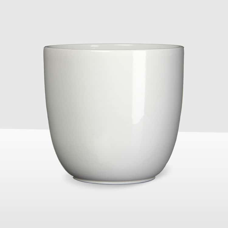 24cm white glossy curved ceramic pot