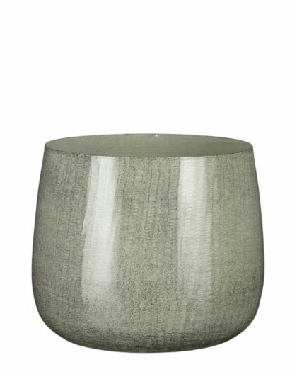 curved metallic plant pot