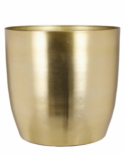 golden metal plant pot curved